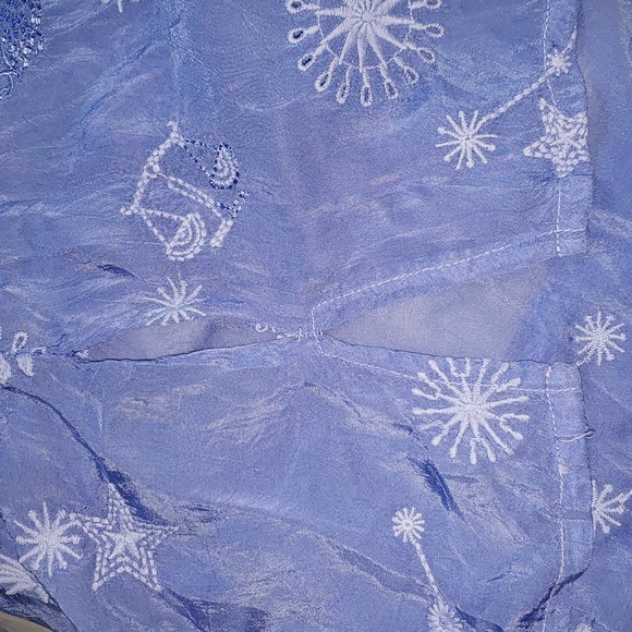 Johnny Was Celestin Tie Closure 3/4 Sleeve Pullover Embroidered Blouse Blue NWT - Picture 6 of 10